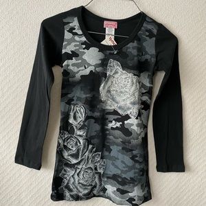 California Girlz Blk w/Silver Glitter Top, S 7-8